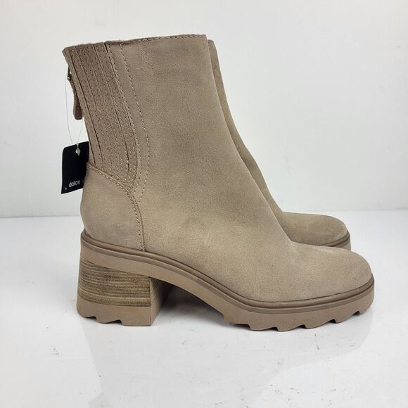 Dolce Vita Women Martey waterproof Boots Booties Chunky Block Heel Suede Zip 6.5 - Picture 11 of 15